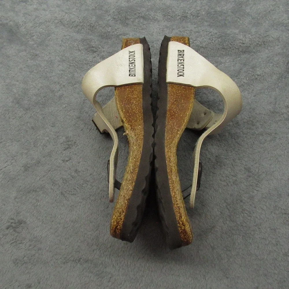 Birkenstock Gizeh Sandals Women 6 Mens 4‎ Thong Pearl White Metallic Cork 37